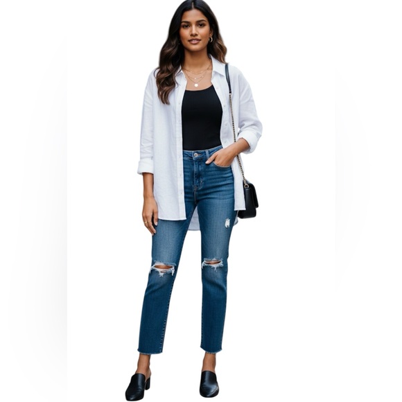 New Old Navy High Rise Crop Curvy OG Straight Blue Denim Jeans Size: 2 - Picture 8 of 9